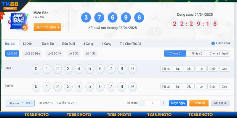 Dễ dàng tham gia trải nghiệm xổ số tại sảnh Saba TK88