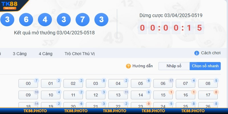 Cơ cấu trả thưởng xổ số siêu tốc TK88 hấp dẫn