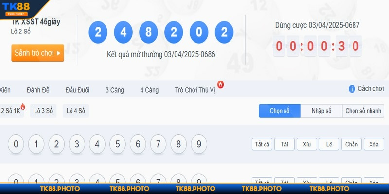 Hình thức quay số nhanh được nhiều người yêu thích tại TK88